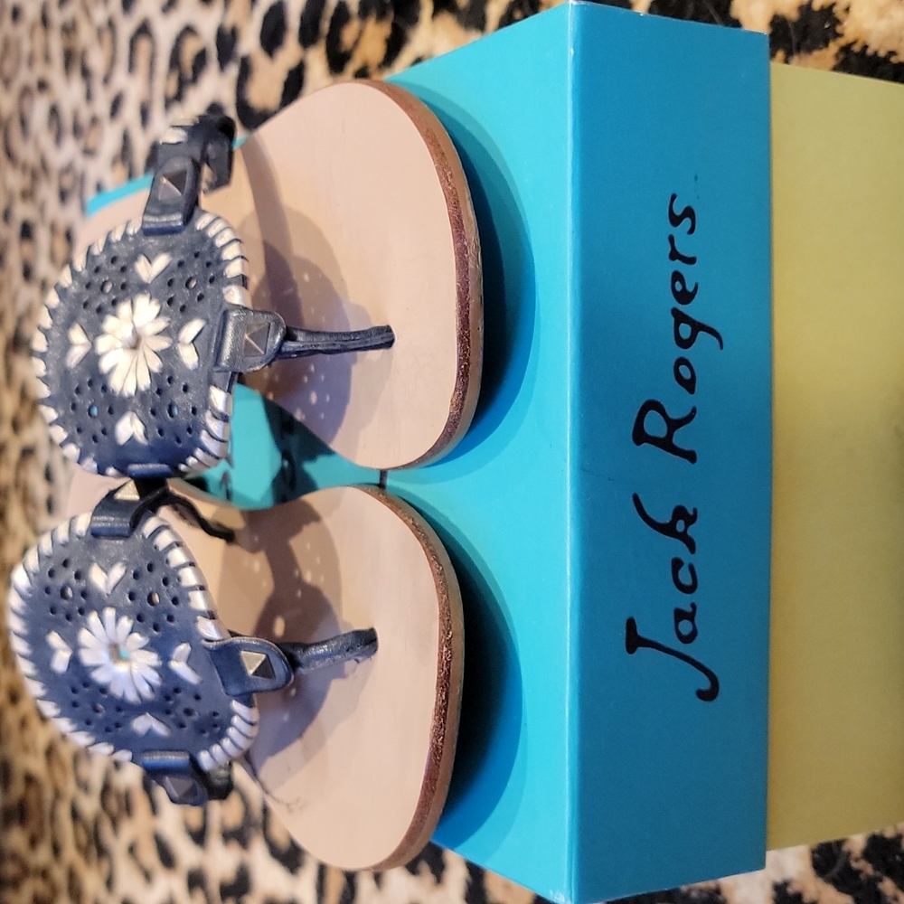 Jack Rogers Georgica Sandal Navy Platinum Size 8 View 6